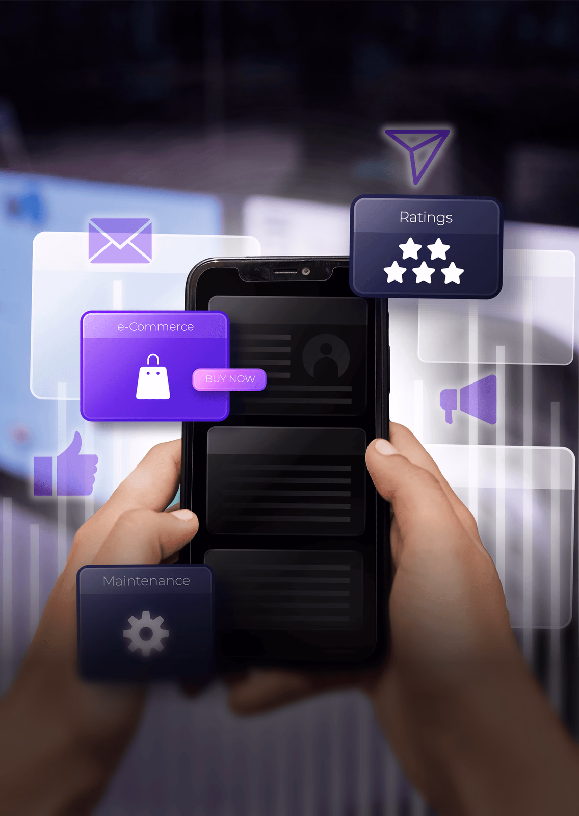 photo of a phone and lots of purple notifications 