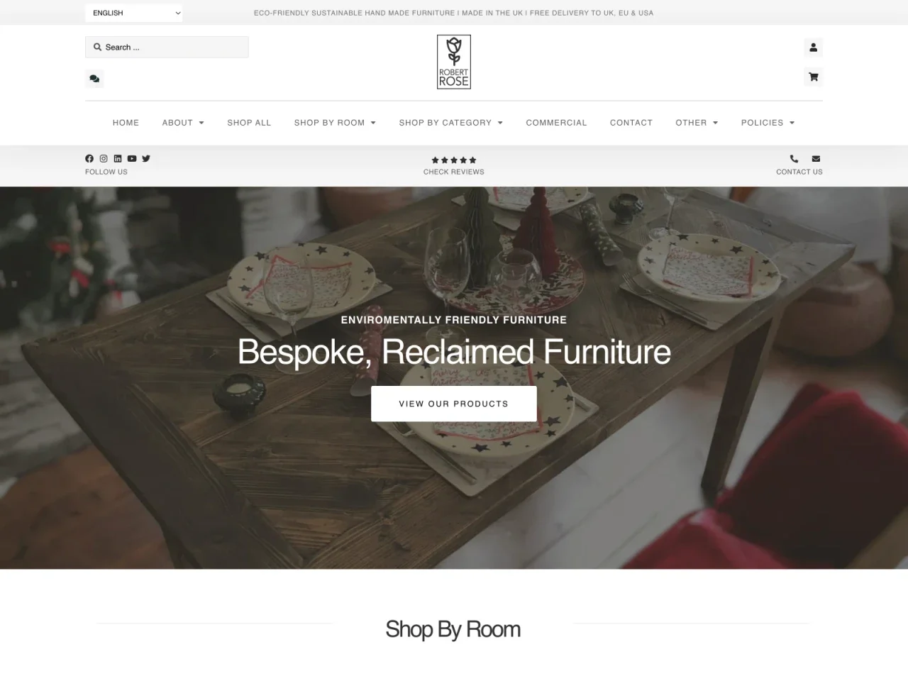 Screenshot of the website built by South Digital — Ecommerce website design and build for Robert Rose Carpentry