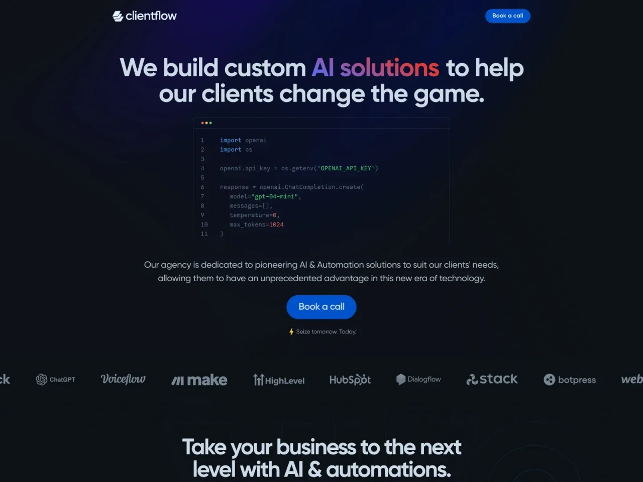 Clientflow website built by South Digital