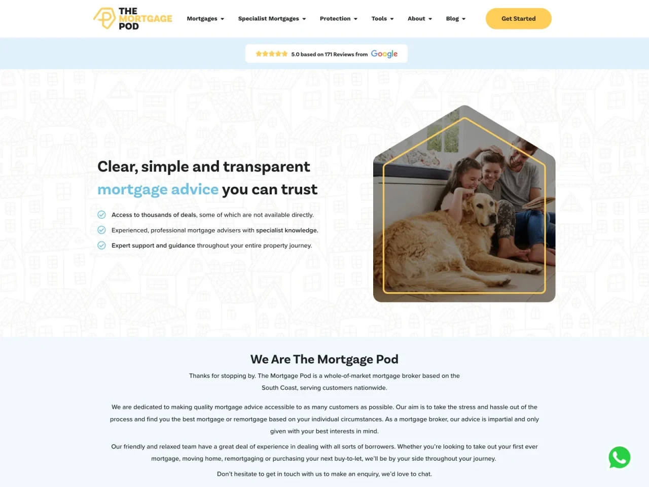 Screenshot of the website built by South Digital, Ongoing design, development and SEO support for The Mortgage Pod