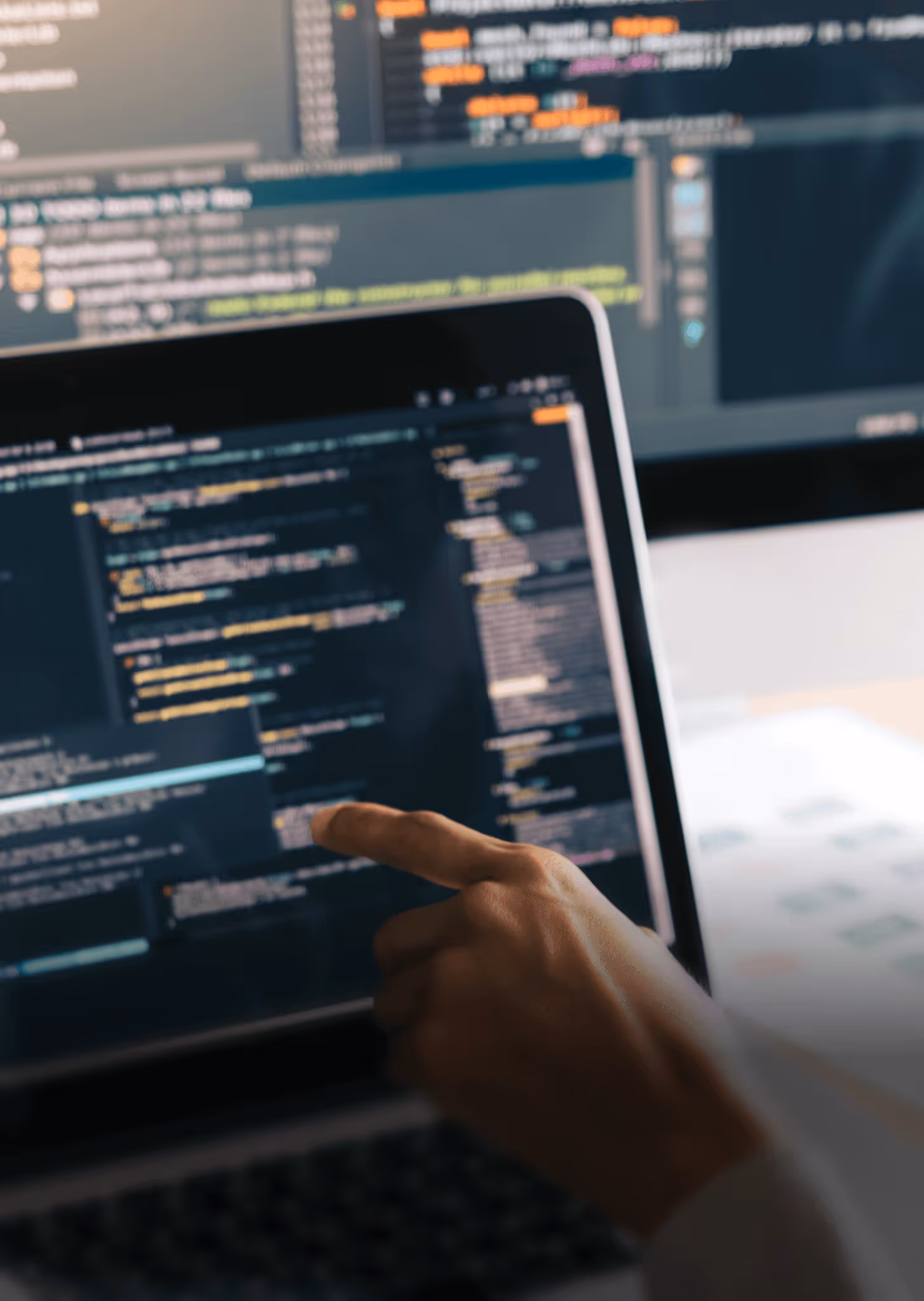 photo of a laptop with lots of code and technical issues being fixed