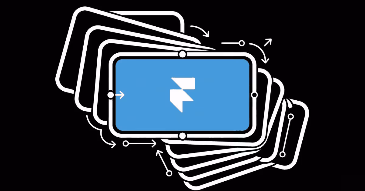 Abstract stack of interface frames with Framer logo, representing interactive Framer development.