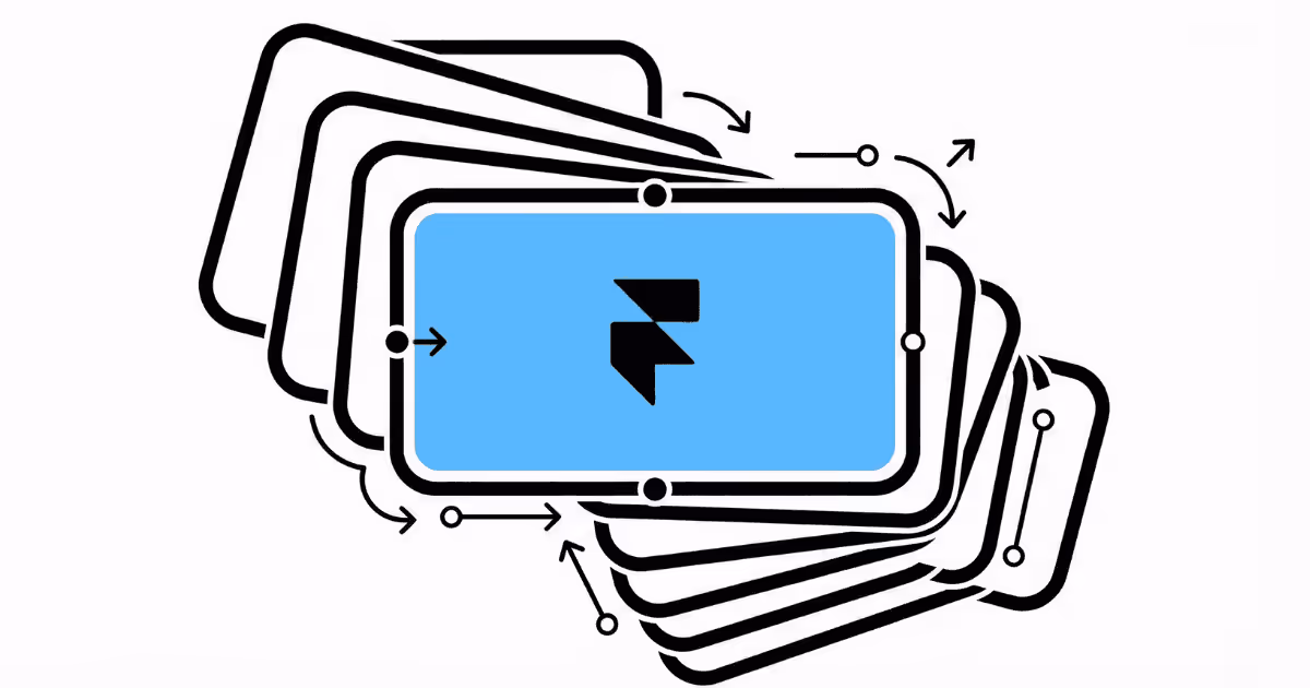 Abstract stack of interface frames with Framer logo, representing interactive Framer development.