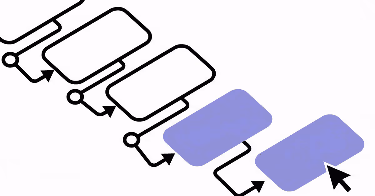 Abstract sales pipeline of connected stages with highlighted deals, representing sales automation.