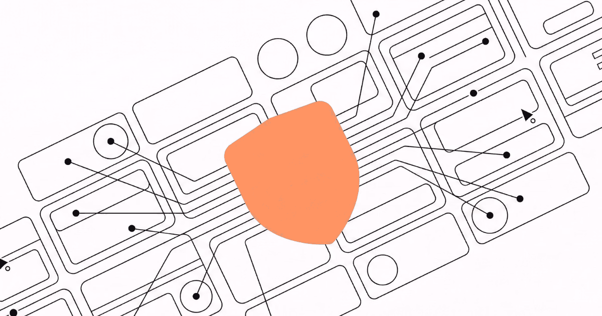 Abstract shield over a grid of nodes, representing website security patching.