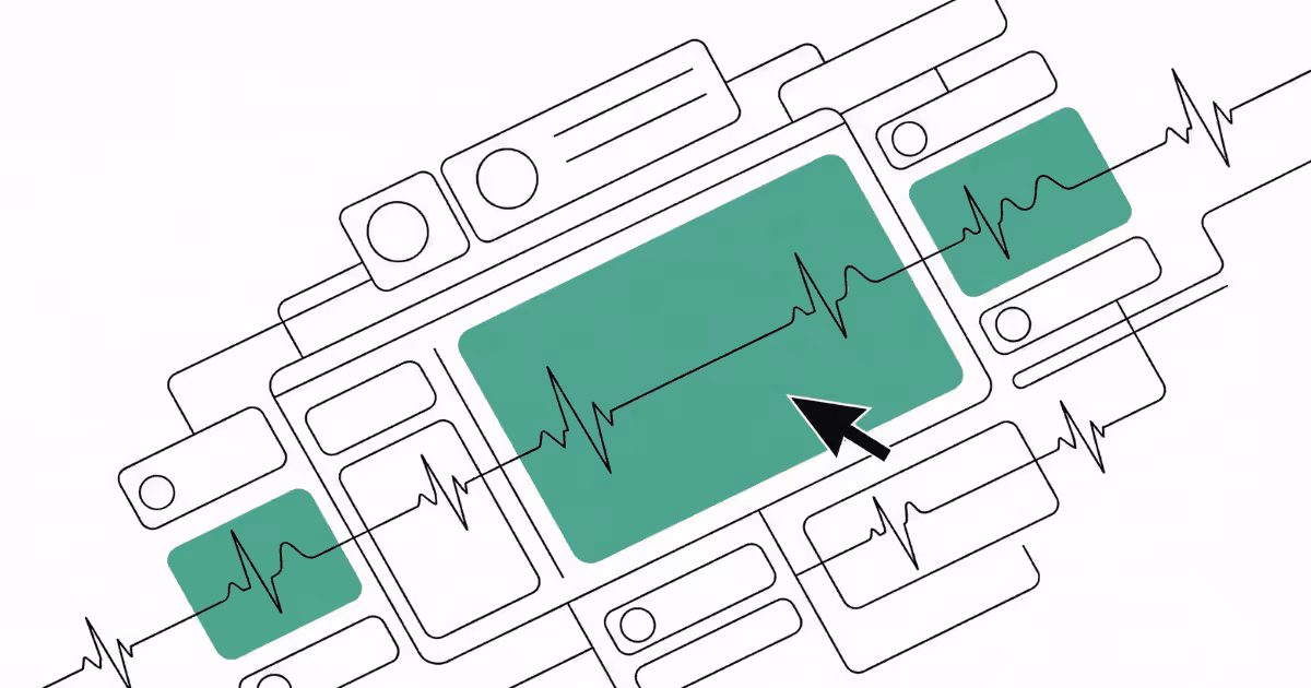 Abstract diagnostic panels with central dashboard line, representing technical SEO audit.