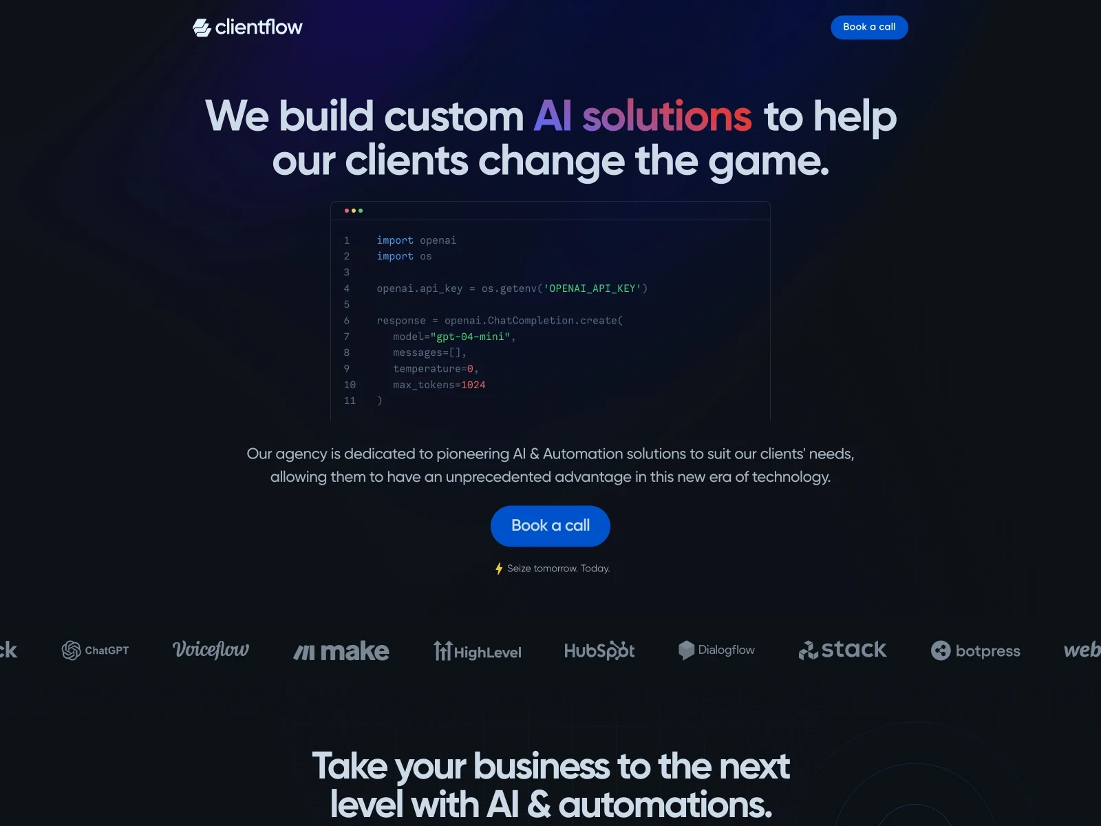 Clientflow website homepage