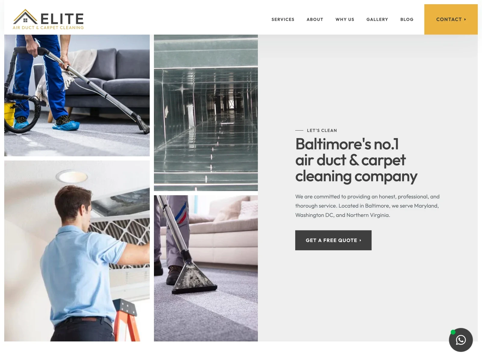 Elite Clean MD website homepage