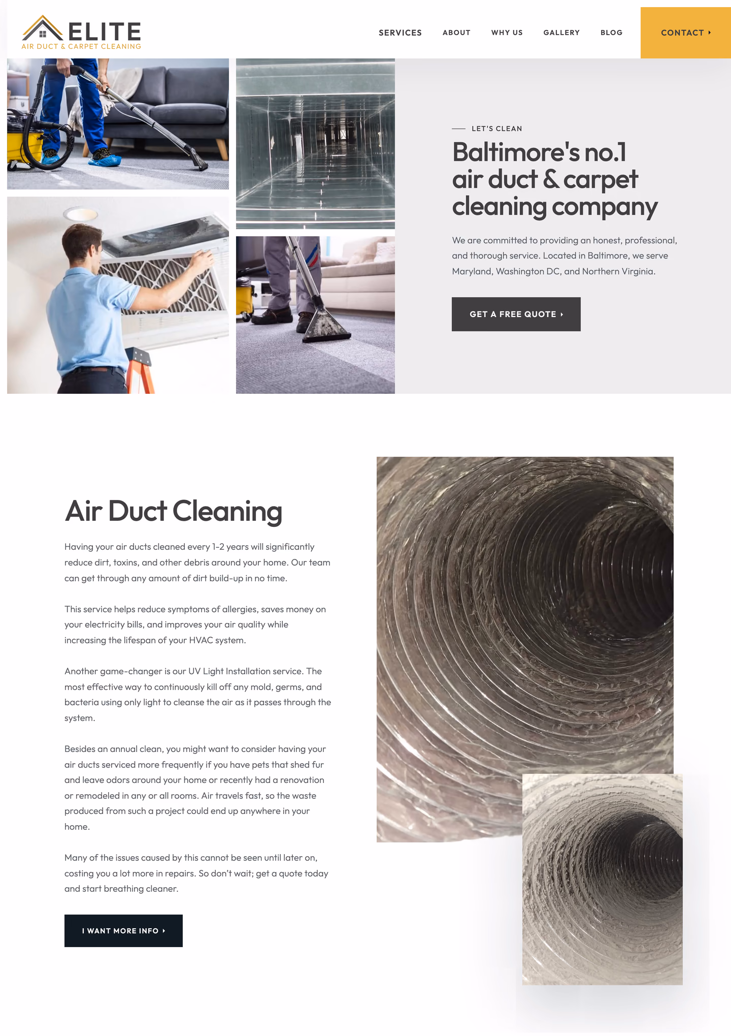Elite Clean MD website