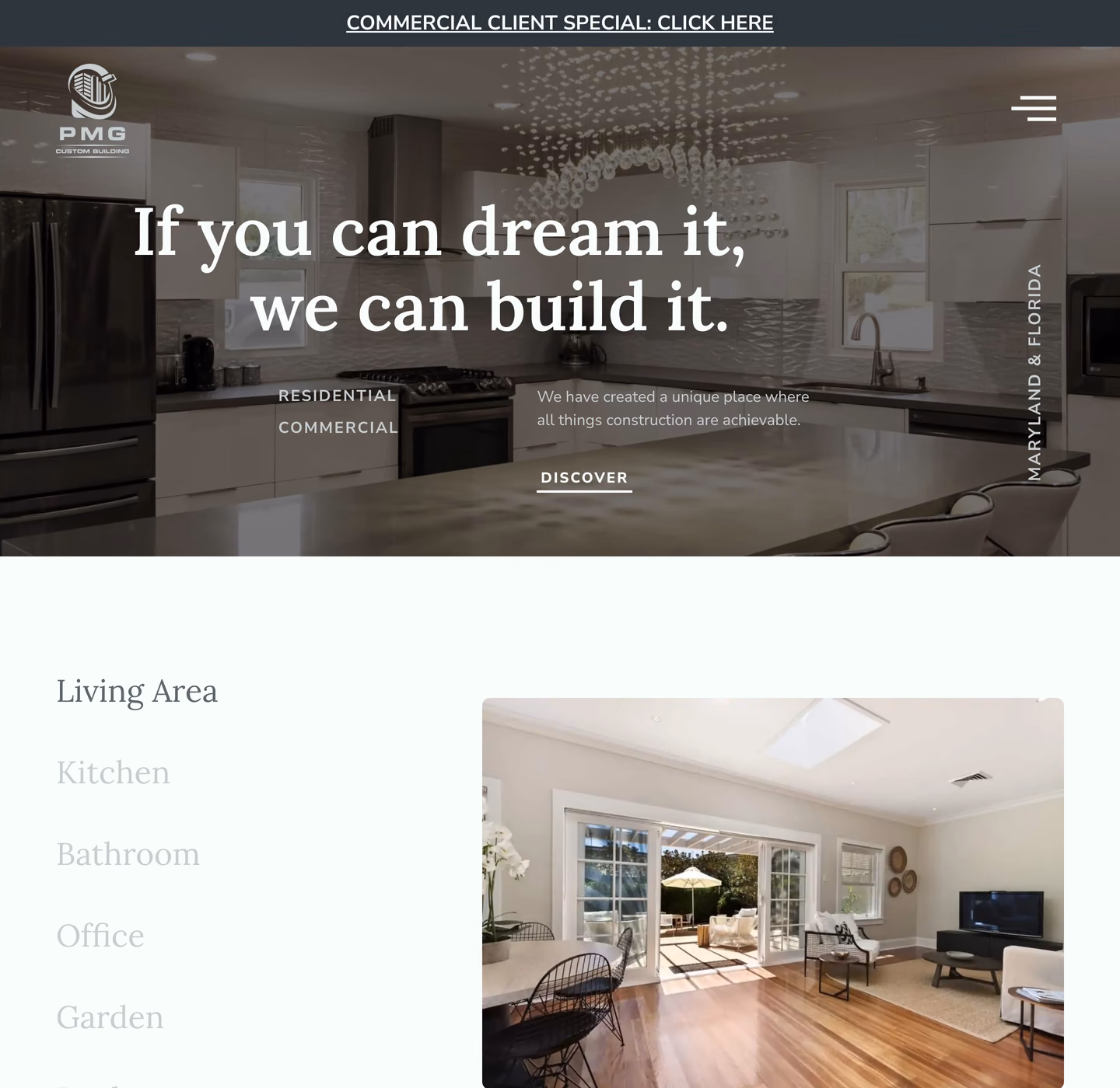 PMG Custom Building website