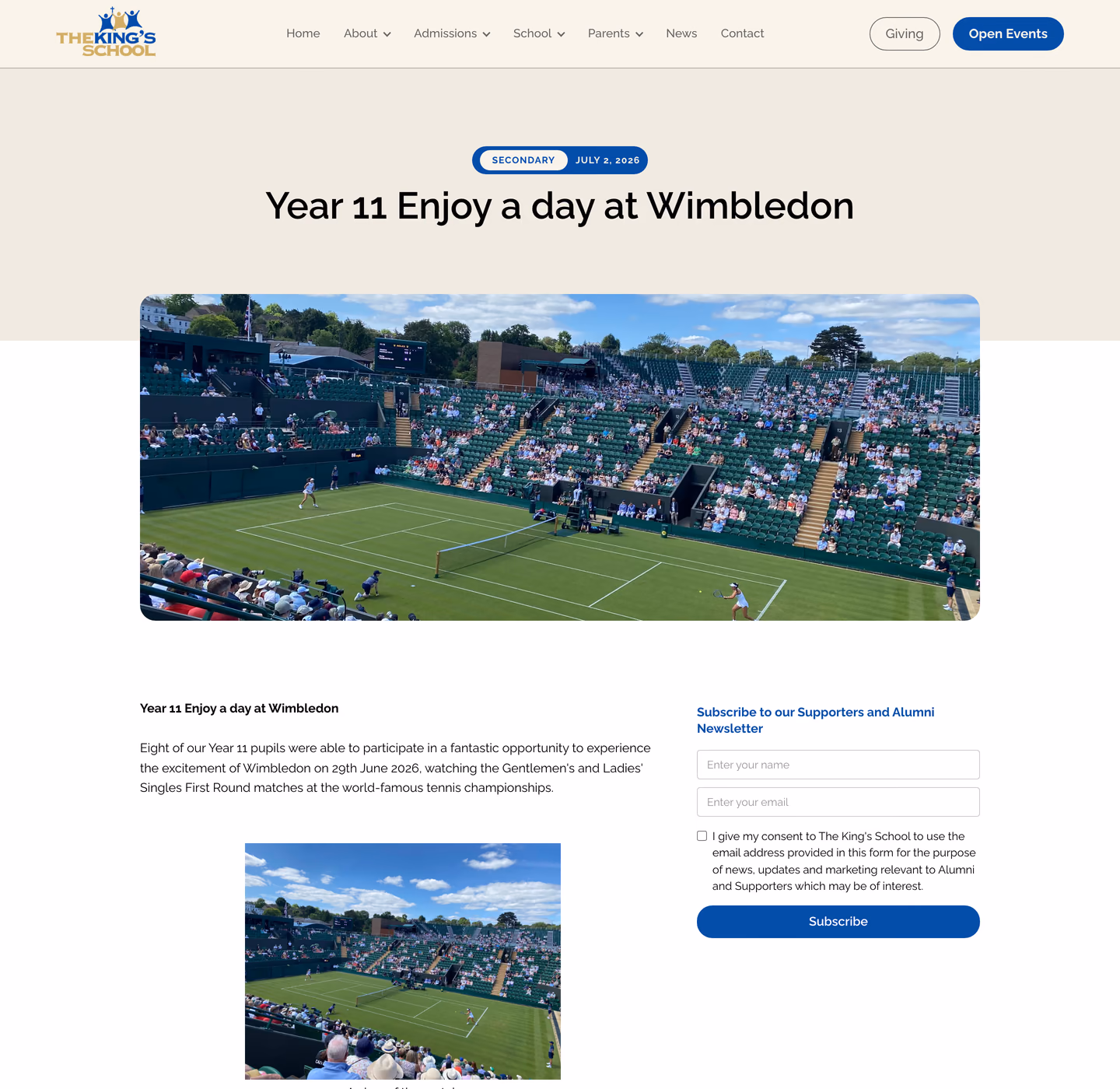 The King’s School article template