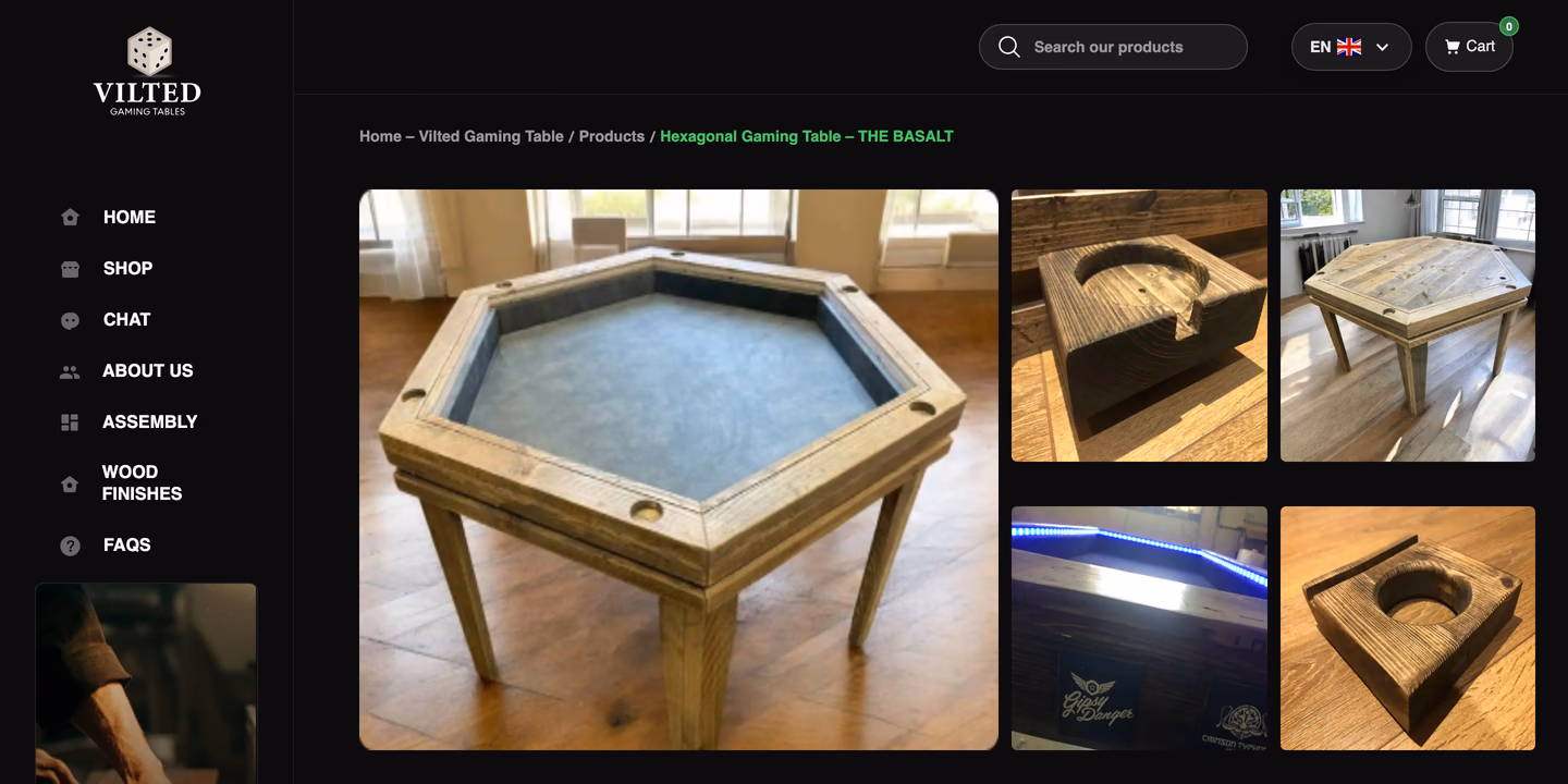 Vilted Basalt gaming table product gallery
